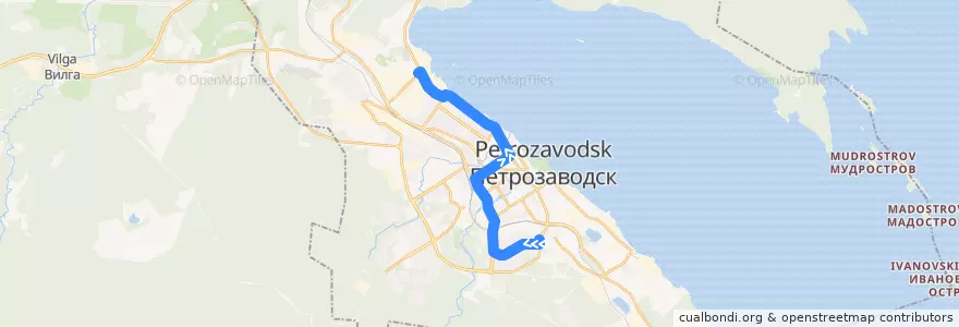 Mapa del recorrido Троллейбус 2: ул. Лыжная - ДСК de la línea  en Петрозаводский городской округ.