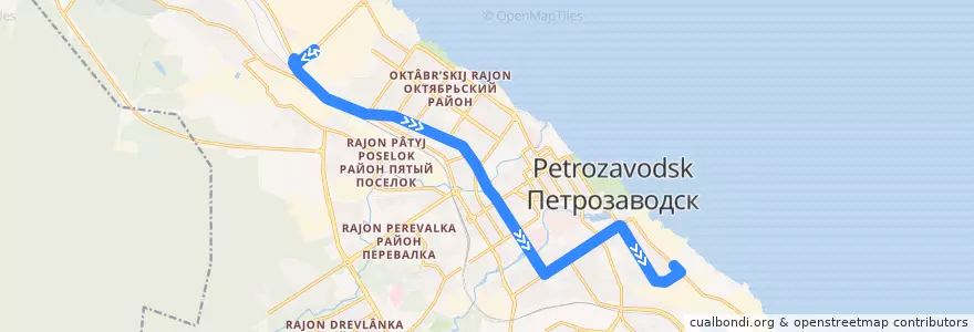 Mapa del recorrido Троллейбус 3: ул. Заводская – Хлебокомбинат de la línea  en Петрозаводский городской округ.
