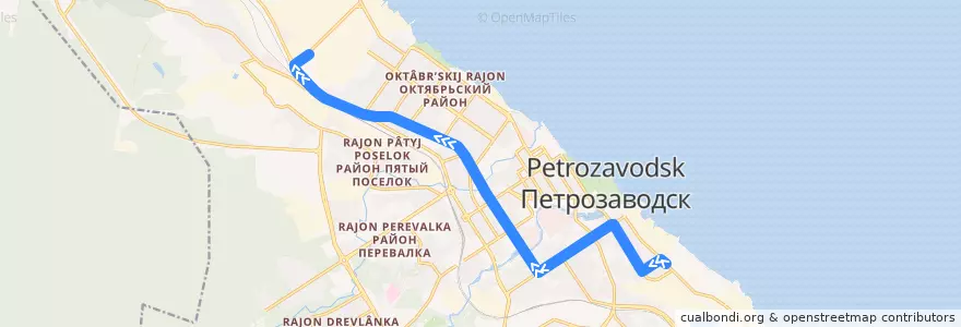 Mapa del recorrido Троллейбус 3: Хлебокомбинат – ул. Заводская de la línea  en Петрозаводский городской округ.