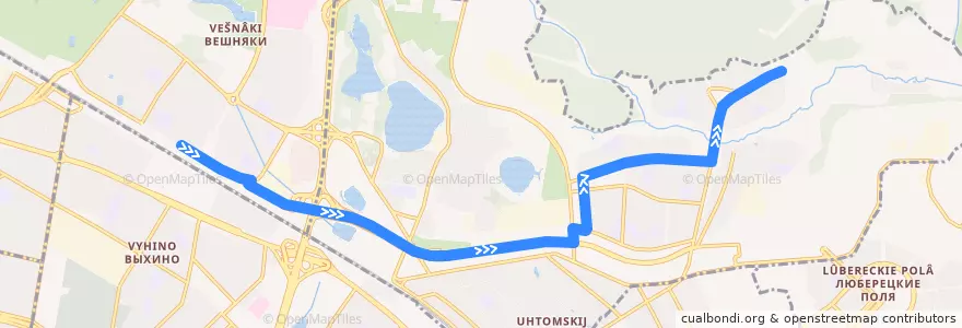 Mapa del recorrido Автобус 821: Метро "Выхино" - 9-й микрорайон Кожухова de la línea  en Восточный административный округ.