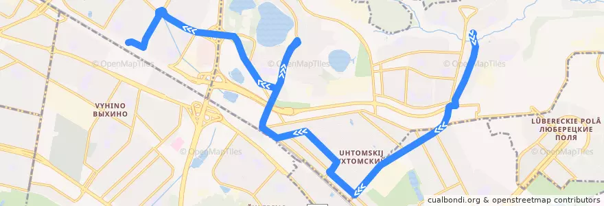Mapa del recorrido Автобус №772: 2-й Красковский проезд - Метро "Выхино" de la línea  en Восточный административный округ.