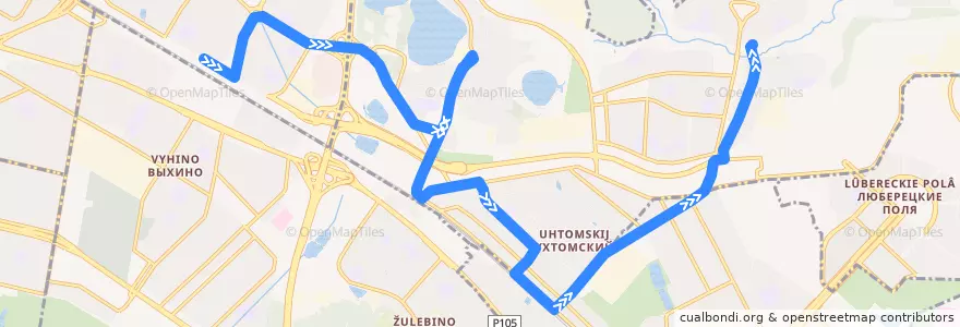 Mapa del recorrido Автобус №772: Метро "Выхино" - 2-й Красковский проезд de la línea  en район Косино-Ухтомский.