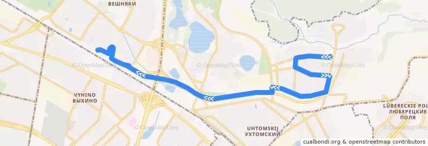 Mapa del recorrido Автобус №772к: 4-й микрорайон Кожухова - Метро "Выхино" de la línea  en Восточный административный округ.
