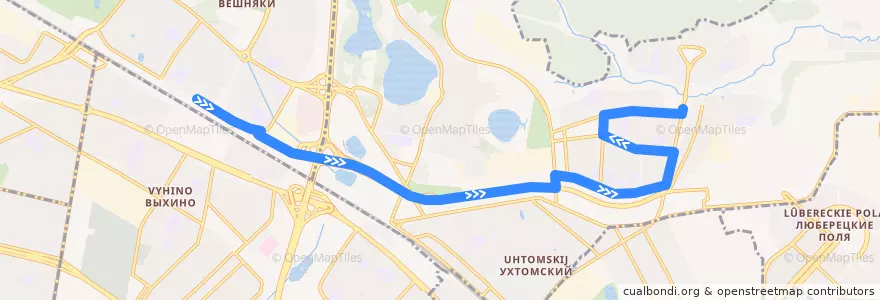 Mapa del recorrido Автобус №772к: Метро "Выхино" - 4-й микрорайон Кожухова de la línea  en район Косино-Ухтомский.