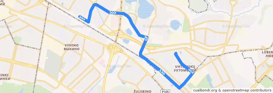 Mapa del recorrido Автобус №747: метро "Выхино" - улица Камова de la línea  en Восточный административный округ.