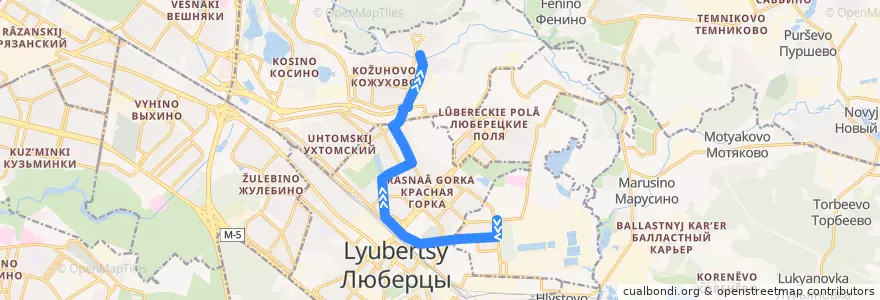 Mapa del recorrido Автобус №726: Некрасовка - 2-й Красковский проезд de la línea  en Distrito Federal Central.
