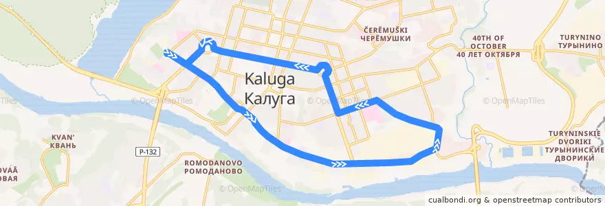 Mapa del recorrido Троллейбус №3: Кольцевой (Против часовой стрелки) de la línea  en городской округ Калуга.