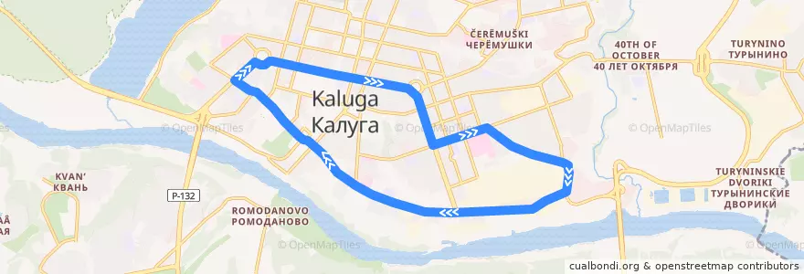 Mapa del recorrido Троллейбус №3: Кольцевой (По часовой стрелке) de la línea  en городской округ Калуга.
