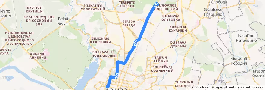 Mapa del recorrido Троллейбус №8: Ольговская улица -> улица Кирова de la línea  en городской округ Калуга.