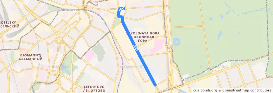 Mapa del recorrido Автобус 702к: Метро "Семёновская" - Гаражная улица de la línea  en район Соколиная Гора.
