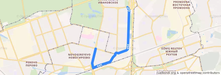 Mapa del recorrido Автобус №662: Ивановское - метро "Новогиреево" de la línea  en Восточный административный округ.