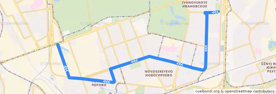 Mapa del recorrido Автобус №659: Ивановское - метро "Шоссе Энтузиастов" de la línea  en Восточный административный округ.
