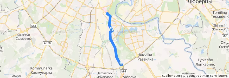 Mapa del recorrido Автобус Т11к: Загорье - Метро "Каширская" de la línea  en Южный административный округ.
