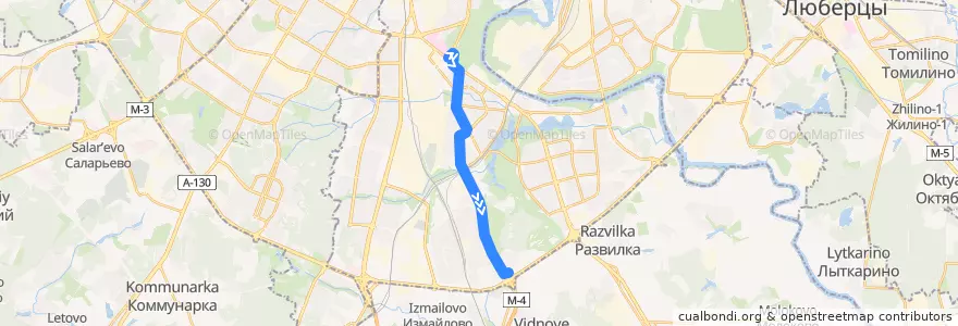 Mapa del recorrido Автобус Т11к: Метро "Каширская" - Загорье de la línea  en Южный административный округ.