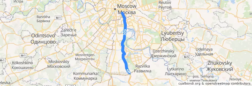 Mapa del recorrido Автобус 901: Загорье - Метро Таганская de la línea  en Москва.