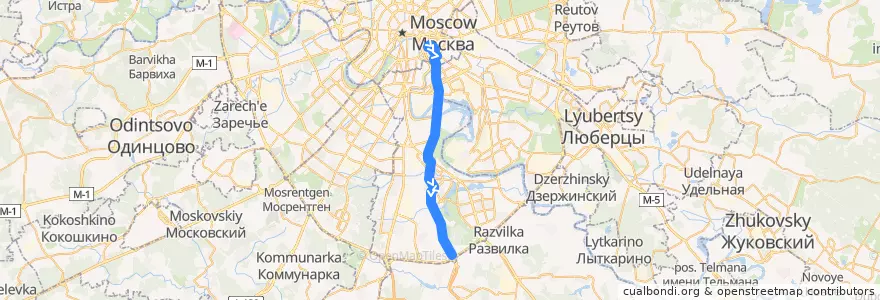 Mapa del recorrido Автобус 901: Метро Таганская - Загорье de la línea  en モスクワ.