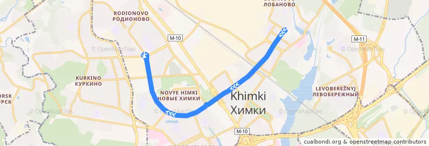 Mapa del recorrido Троллейбус №1: стадион "Родина" - улица Дружбы de la línea  en городской округ Химки.