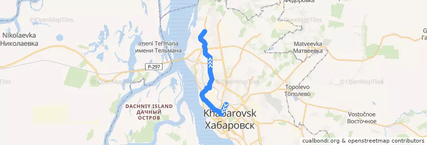 Mapa del recorrido Трамвай 5: ЖД Вокзал — посёлок Кирова de la línea  en 伯力市.