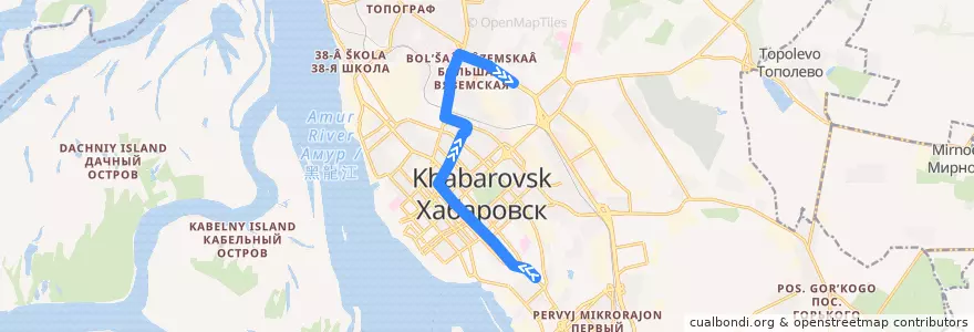 Mapa del recorrido Трамвай 6: 19 школа - Лазо de la línea  en Khabarovsk.