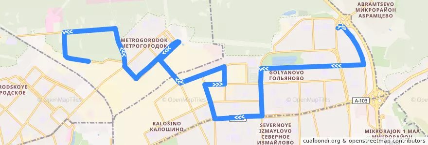 Mapa del recorrido Автобус 627: Камчатская улица => Мясокомбинат de la línea  en Восточный административный округ.