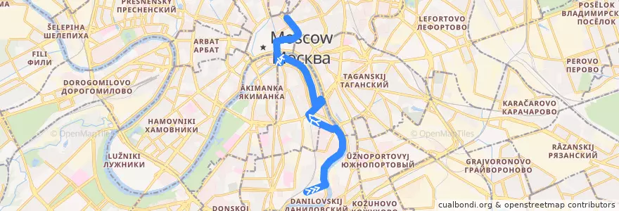 Mapa del recorrido Автобус 158: 3-й Павелецкий проезд => Лубянская площадь de la línea  en Москва.