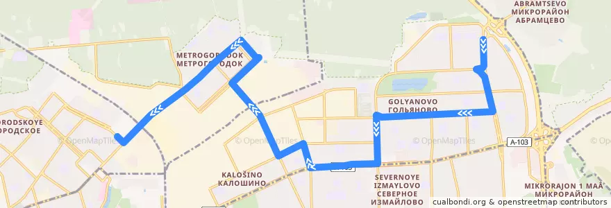 Mapa del recorrido Автобус 3: Камчатская улица => Метро «Бульвар Рокоссовского» de la línea  en Östlicher Verwaltungsbezirk.