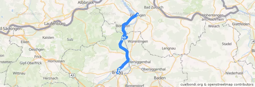 Mapa del recorrido Bus 376: Brugg AG => Döttingen de la línea  en Aargau.