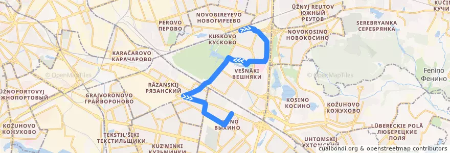 Mapa del recorrido Автобус №208: Платформа Новогиреево - Сормовская улица de la línea  en Москва.