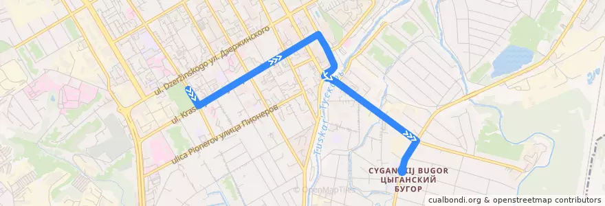 Mapa del recorrido Маршрут троллейбуса №3: "Улица Бочарова - Школа №12" de la línea  en Kursk.