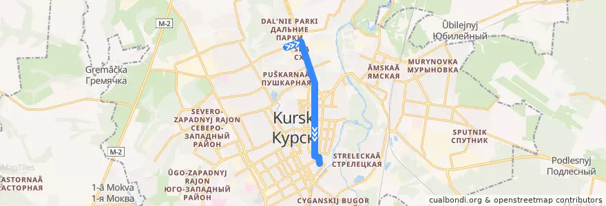Mapa del recorrido Маршрут троллейбуса №5: "Троллейбусное депо - Знаменский собор" de la línea  en Kursk.