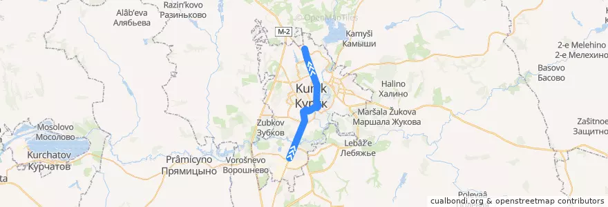 Mapa del recorrido Маршрут троллейбуса №8: "Льговский поворот - ККПФ" de la línea  en Kursk.