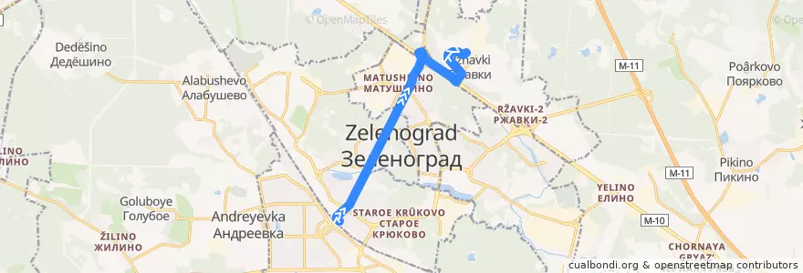 Mapa del recorrido Автобус № 390 ВНИИПП - Зеленоград (ст. Крюково) de la línea  en Зеленоградский административный округ.