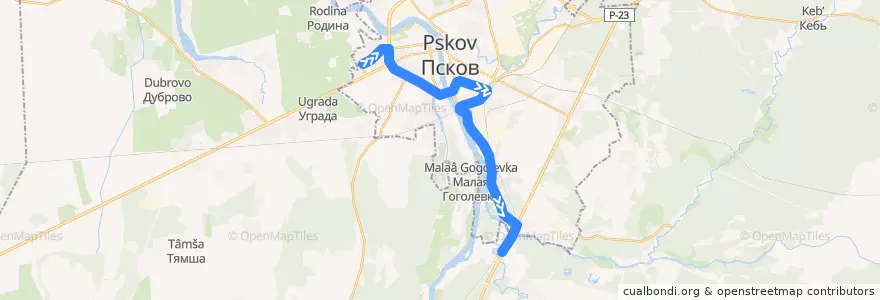 Mapa del recorrido Автобус №6 de la línea  en городской округ Псков.