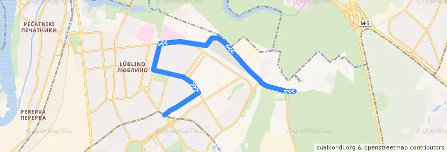 Mapa del recorrido Автобус 242: Улица Головачёва - Цимлянская улица de la línea  en район Люблино.