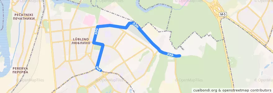 Mapa del recorrido Автобус 242: Цимлянская улица - Улица Головачёва de la línea  en район Люблино.
