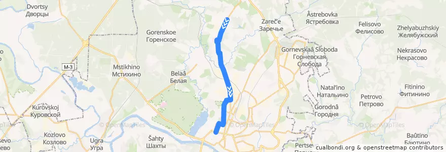 Mapa del recorrido Троллейбус №9: Северный -> улица Кирова de la línea  en городской округ Калуга.