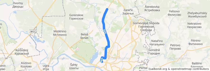 Mapa del recorrido Троллейбус №9: улица Кирова -> Северный de la línea  en городской округ Калуга.