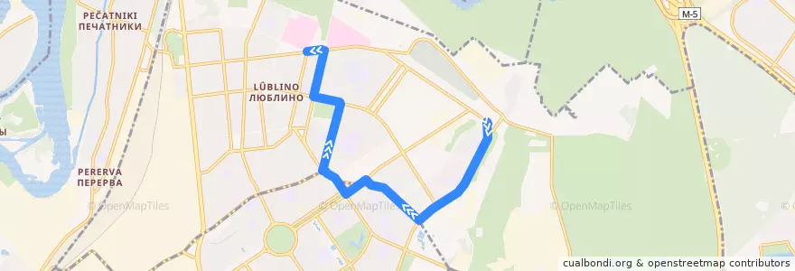 Mapa del recorrido Автобус 728: 14-й микрорайон Марьинского Парка - Больница имени Семашко de la línea  en Lyublino District.