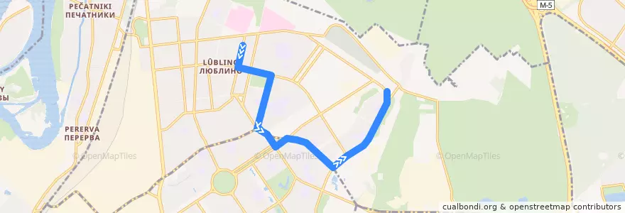 Mapa del recorrido Автобус 728: Больница имени Семашко - 14-й микрорайон Марьинского Парка de la línea  en район Люблино.