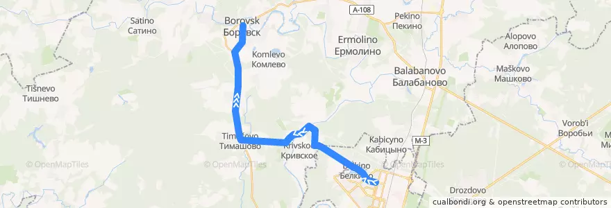 Mapa del recorrido Боровск-Обнинск de la línea  en カルーガ州.