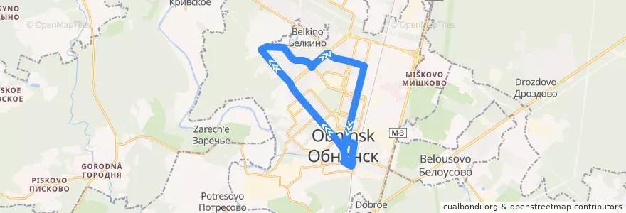 Mapa del recorrido №12 de la línea  en городской округ Обнинск.
