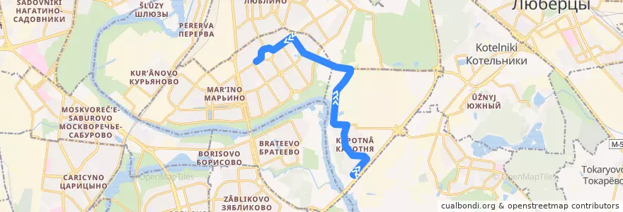 Mapa del recorrido Автобус 112: Капотня - Метро "Братиславская" de la línea  en Юго-Восточный административный округ.
