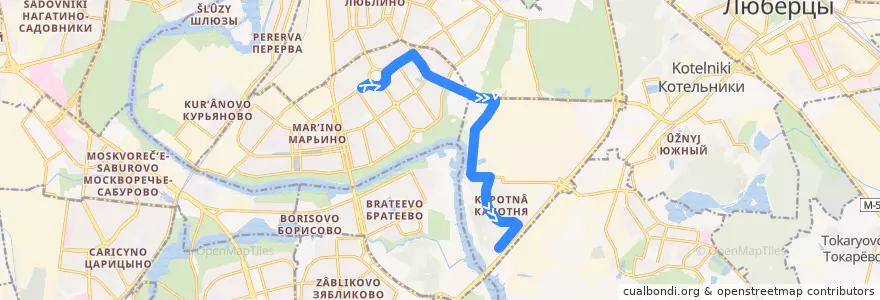 Mapa del recorrido Автобус 112: Метро "Братиславская" - Капотня de la línea  en Юго-Восточный административный округ.