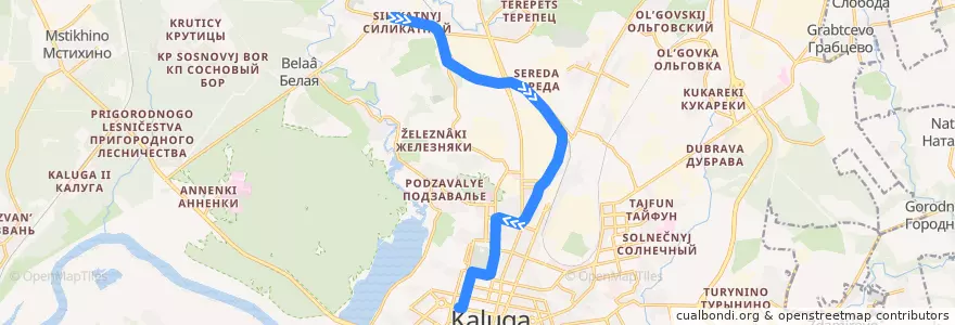 Mapa del recorrido Троллейбус №10: улица Гурьянова -> улица Кирова de la línea  en городской округ Калуга.