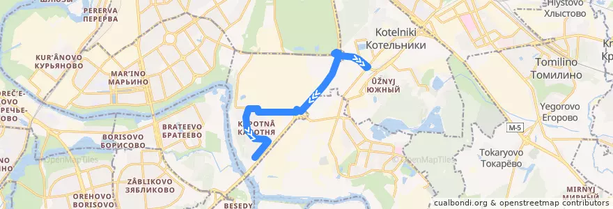 Mapa del recorrido Автобус 655к: ТЦ "Белая Дача" - Капотня de la línea  en Distrito Federal Central.