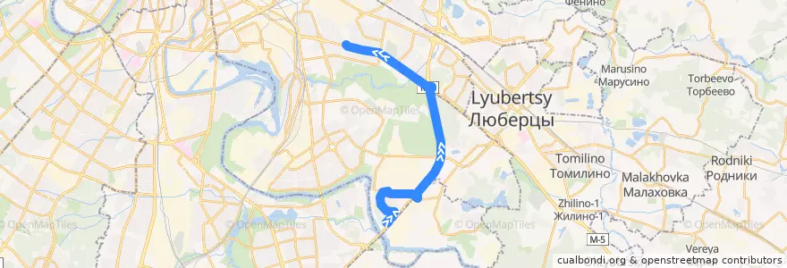 Mapa del recorrido Автобус №655: Капотня - Метро "Кузьминки" de la línea  en District fédéral central.