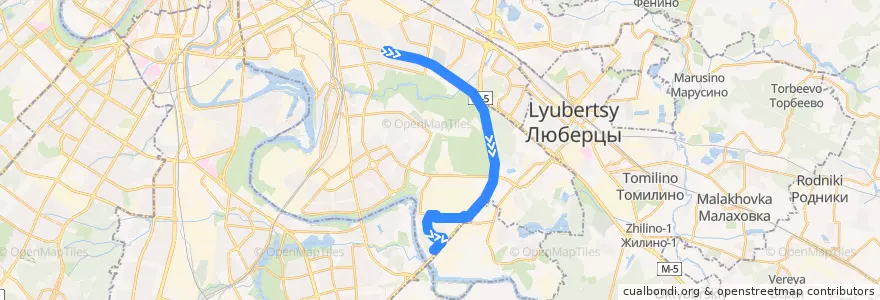 Mapa del recorrido Автобус 655: Метро "Кузьминки" - Капотня de la línea  en Юго-Восточный административный округ.