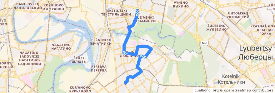Mapa del recorrido Автобус 658: Метро "Кузьминки" - Метро "Братиславская" de la línea  en Юго-Восточный административный округ.