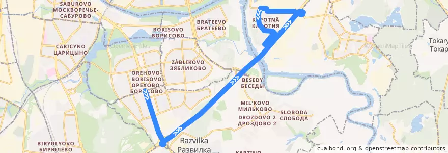 Mapa del recorrido Автобус №95: Метро "Домодедовская" - Капотня de la línea  en Центральный федеральный округ.