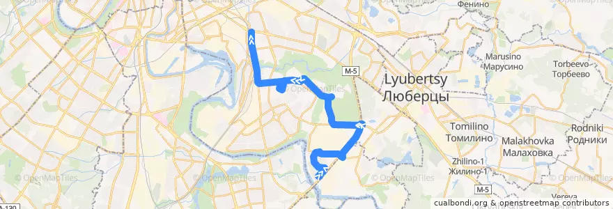 Mapa del recorrido Автобус 54: Капотня - Метро "Текстильщики" de la línea  en Юго-Восточный административный округ.